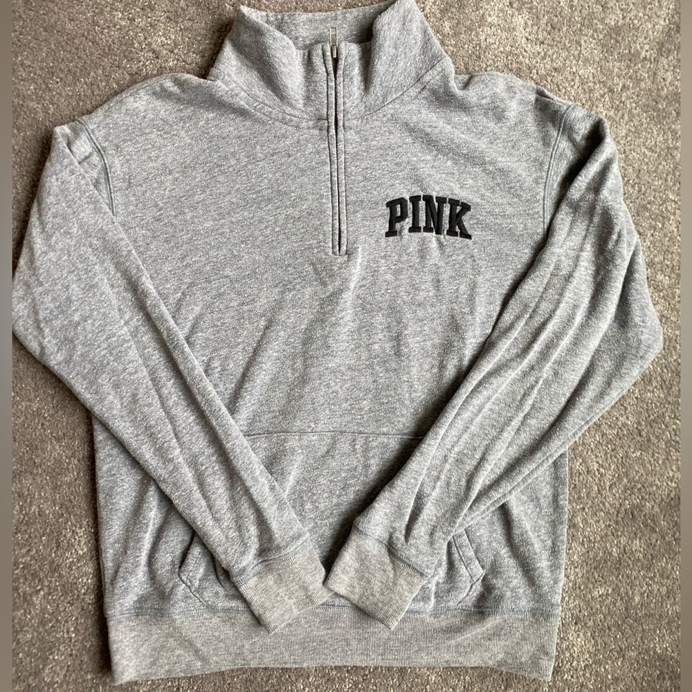 Victoria’s Secret PINK Quarter Zip Sweatshirt in Gray- XS